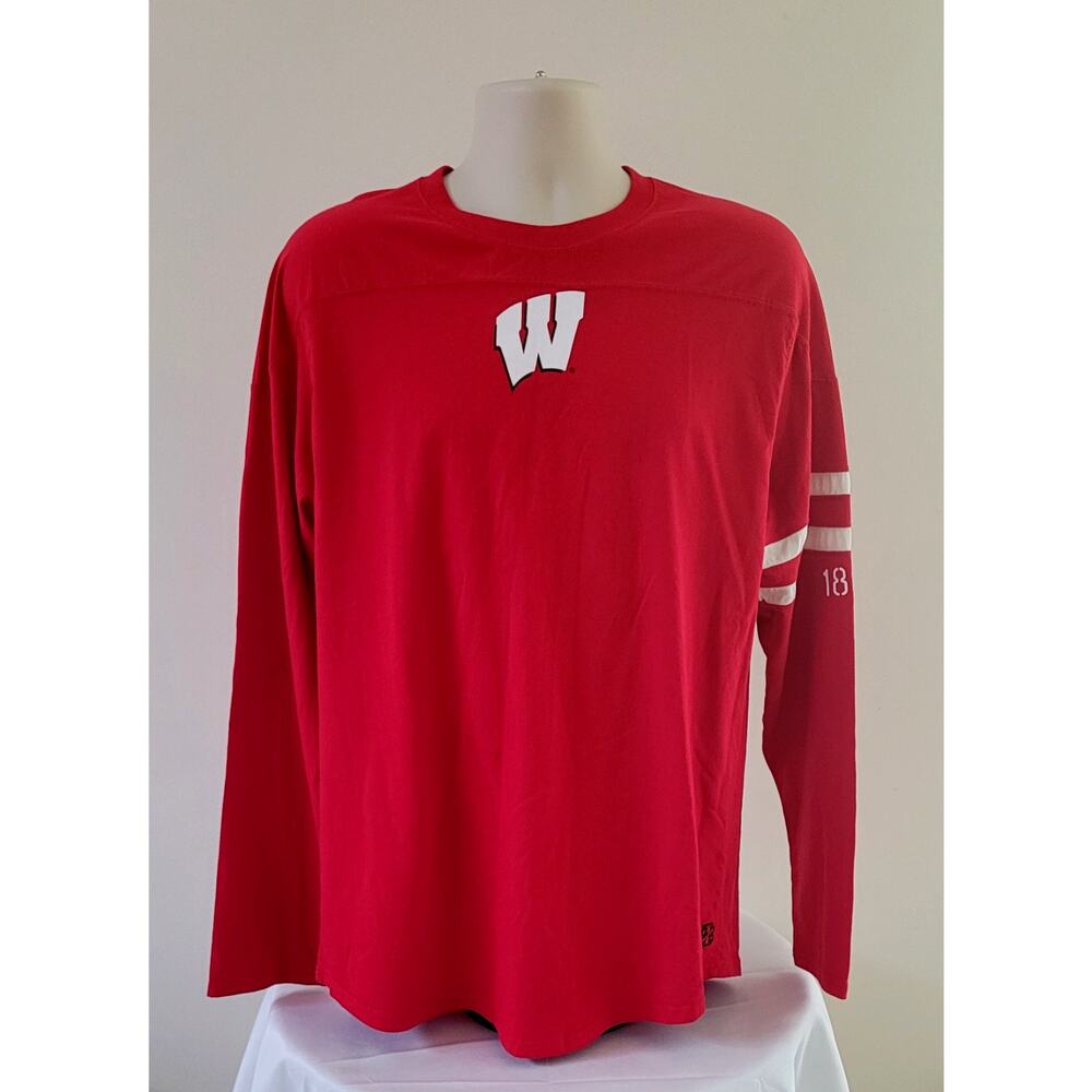 IZOD COLLEGIATE Wisconsin Badgers Long-sleeve Red T-Shirt--Sz XL